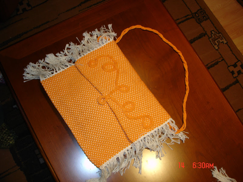 oranžová tkaná dámska kabelka