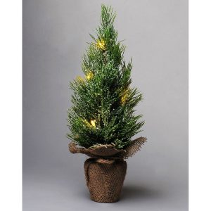 dekorativna zasnezena jedla s jutou 33 cm