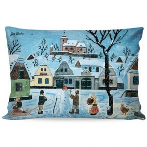 matejovsky obliecka na vankusik deluxe josef lada snehuliak na navsi 33 x 50 cm