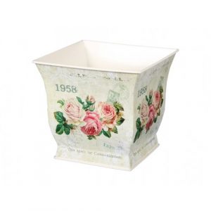plechovy obal na kvetinac kvety ruzi 13 x 12 x 13 cm