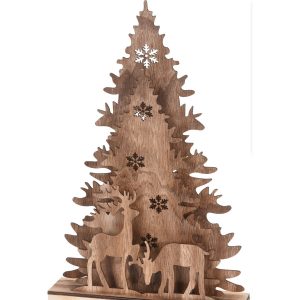 vianocna drevena dekoracia christmas tree with reindeers 385 cm