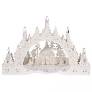 vianocny led svietnik zimna krajina kolednici pred kostolom 35 x 23 x 75 cm