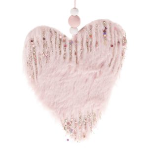 zavesna textilna dekoracia ozdoba ruzove srdce