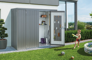 biohort skrina na naradie biohort vel 230 227 x 83 sivy kremen metaliza 230 cm 2 krabice