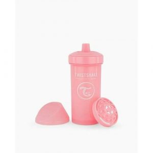 twistshake netecuca flasa s naustkom 360 ml 12 m ruzova