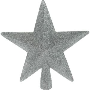 vianocna spicka na stromcek hviezda oliveri strieborna 19 x 5 cm