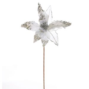 vianocny trblietavy kvet strieborna 50 x 32 cm