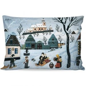 matejovsky obliecka na vankusik deluxe josef lada sankujuce deti 33 x 50 cm