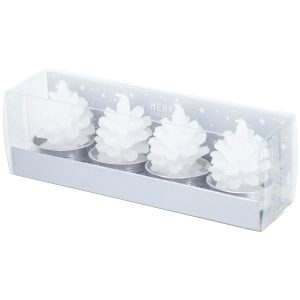 vianocna sviecka stromcek biela 4 ks 4 x 7 cm