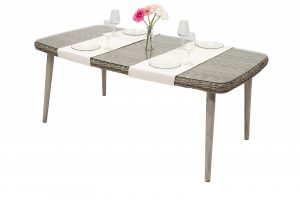 zahradny ratanovy stol so sklom victoria 180 x 100 cm sivy