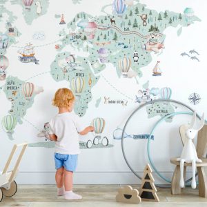 detska cestovatelska mapa na stenu