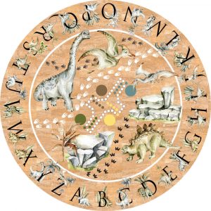 kruhovy koberec z korku dinosaury a abeceda