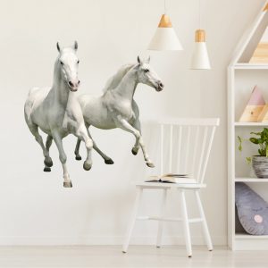 nalepka na stenu biele kone