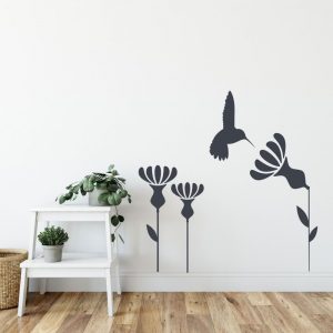 nalepka na stenu kolibrik a kvet