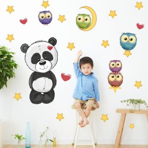 nalepky na stenu panda a sovicky