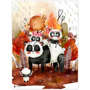 obraz do detskej izby pandy rodina v lese