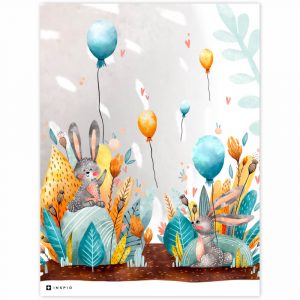 obraz na stenu do detskej izby zajaciky s balonmi