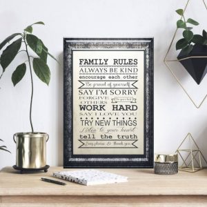 obraz na stenu family rules v anglickom jazyku