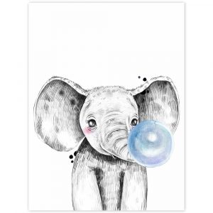obraz na stenu slon s modrou bublinou