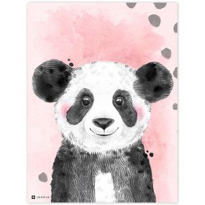 obraz s ramom do detskej izby farebny s pandou