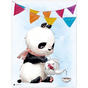 obrazok panda s farebnymi vlajkami