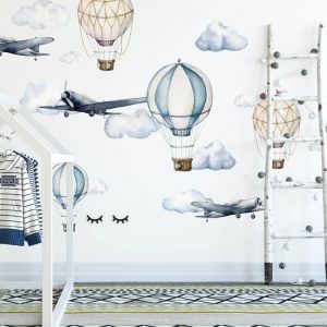 samolepky na stenu akvarelove lietadla a balony