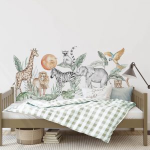textilna nalepka na stenu safari za postel
