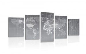 5 dielny obraz srafovana mapa sveta