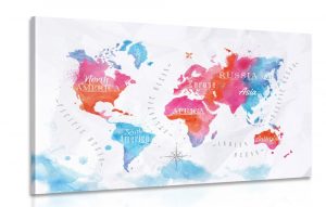 obraz akvarelova mapa sveta