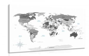 obraz ciernobiela mapa s modrym kontrastom 120x80