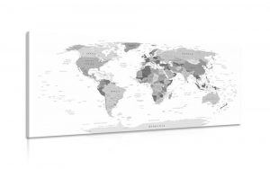 obraz ciernobiela mapa s nazvami 100x50