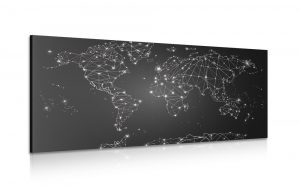 obraz ciernobiela mapa sveta 100x50