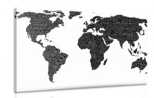 obraz ciernobiela mapa sveta