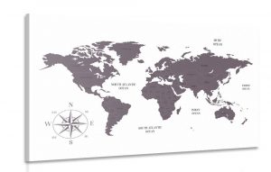obraz decentna mapa sveta v hnedom prevedeni 120x80