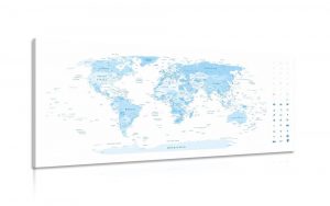 obraz detailna mapa sveta v modrej farbe 100x50