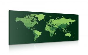 obraz detailna mapa sveta v zelenej farbe 100x50