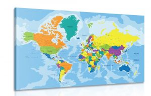 obraz farebna mapa sveta 60x40