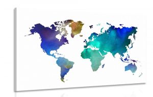 obraz farebna mapa sveta v akvarelovom prevedeni