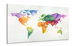 obraz farebna mapa sveta v style origami 90x60