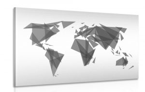 obraz geometricka mapa sveta v ciernobielom prevedeni 120x80