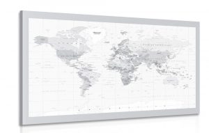 obraz klasicka ciernobiela mapa so sedym okrajom 120x80