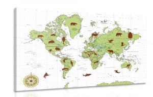 obraz mapa so zvieratami 120x80