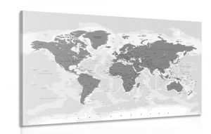 obraz mapa sveta s ciernobielym nadychom 120x80