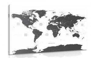 obraz mapa sveta s jednotlivymi statmi v sivej farbe 120x80