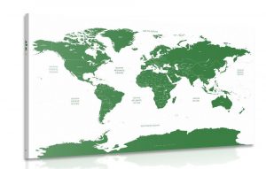 obraz mapa sveta s jednotlivymi statmi v zelenej farbe 120x80