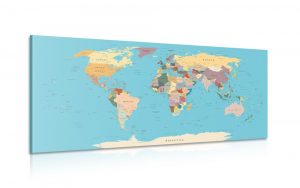 obraz mapa sveta s nazvami 120x60