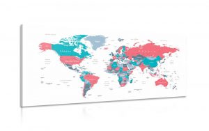 obraz mapa sveta s pastelovym nadychom 120x60