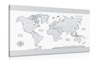 obraz mapa sveta so sedym okrajom