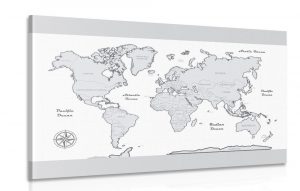 obraz mapa sveta so sedym okrajom 60x40