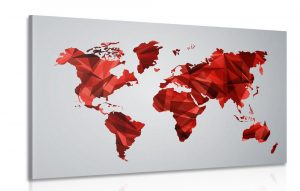 obraz mapa sveta v dizajne vektorovej grafiky v cervenej farbe 120x80